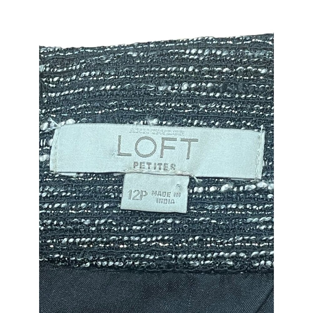 Loft Metallic Tweed Mini Skirt Women's with 2 Pocket Size 12 P - Picture 3 of 14
